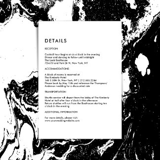 Simple Black and White Wedding Details  Begleitkarte