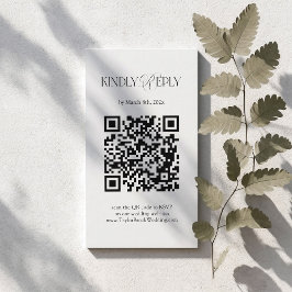 Simple Black and White Wedding RSVP Qr Code  Begleitkarte
