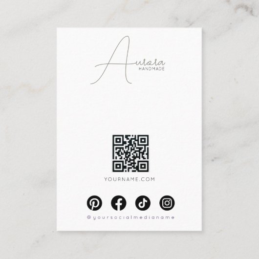 Simple Black Beige Girl Zeichnend Trendy Juwelier Visitenkarte (Rückseite)