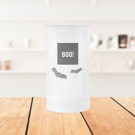 Simple Black Boo Happy Halloween Mattglas Bierglas