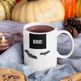 Simple Black Boo Happy Halloween Zweifarbige Tasse