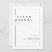 Simple Black Border Modern Typography Wedding Einladung (Vorderseite)