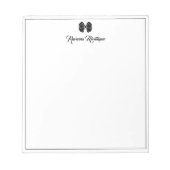 Simple Black Bow Border Script Custom Name Script Notizblock (Vorderseite)