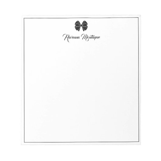 Simple Black Bow Border Script Custom Name Script Notizblock (Vorderseite)