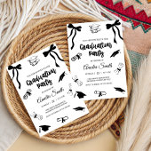 Simple  Black Bow graduation party invitation Einladung