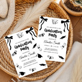 Simple  Black Bow graduation party invitation Einladung