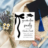 Simple Black Bow graduation party invitation Einladung