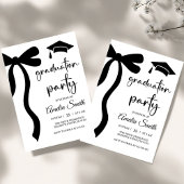 Simple  Black Bow graduation party invitation Einladung