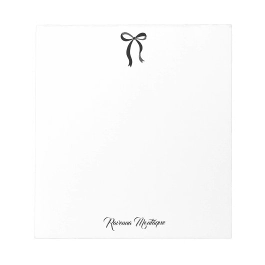 Simple Black Bow Script Custom Name Script Notizblock (Vorderseite)