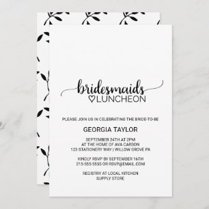 Simple Black Calligraphy Bridesmaids Luncheon Einladung