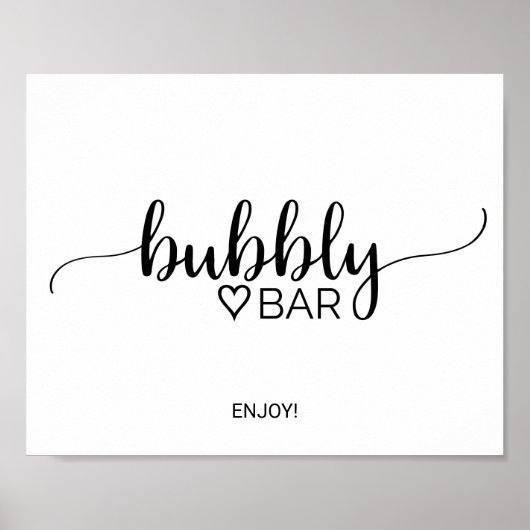 Simple Black Calligraphy Bubbly Bar Sign Poster (Vorne)