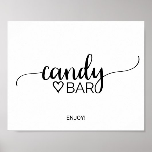 Simple Black Calligraphy Candy Bar Sign Poster (Vorne)