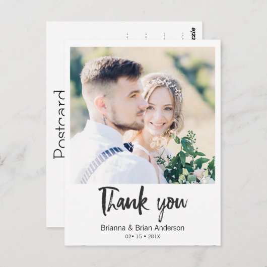 Simple Black Calligraphy Foto Vielen Dank Postcard Postkarte (Vorne/Hinten)