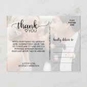 Simple Black Calligraphy Foto Vielen Dank Postkarte (Rückseite)