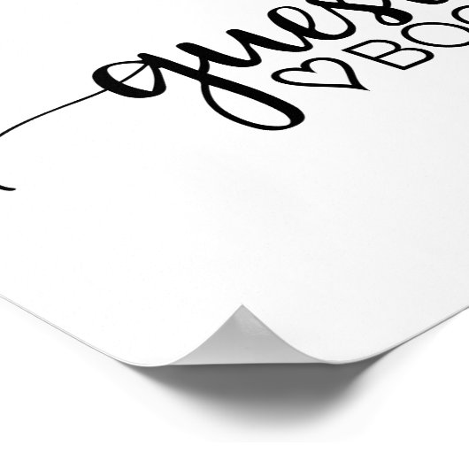 Simple Black Calligraphy Guest Book Sign Poster (Ecke)