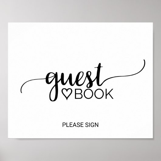 Simple Black Calligraphy Guest Book Sign Poster (Vorne)