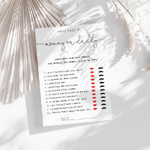 Simple Black Calligraphy Mommy oder Daddy Game