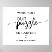 Simple Black Calligraphy Puzzle Guestbook Sign Poster (Vorne)