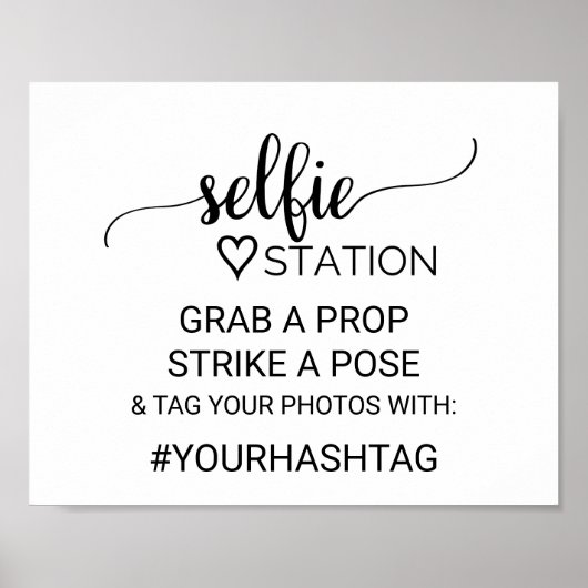 Simple Black Calligraphy Selfie Station Sign Poster (Vorne)