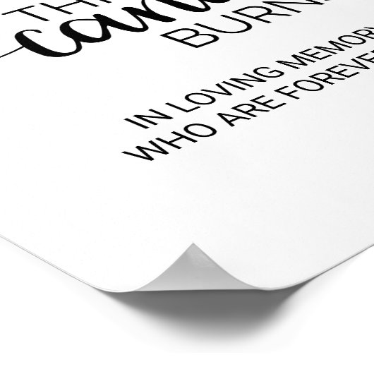 Simple Black Calligraphy This Candle Burns Sign Poster (Ecke)