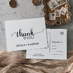 Simple Black Calligraphy Vielen Dank Postkarte<br><div class="desc">Diese einfache schwarze Kalligrafie danke Postcard ist perfekt für eine rustikale Hochzeit. Das minimalistische Design besticht durch einen eleganten Schriftart mit Pinselskripten und ein reizendes Frauenherz. Personalisieren Sie die Kartenvorderseite mit einer kurzen Nachricht. Personalisieren Sie den Rücken mit einer längeren Danksagung Nachricht. Alternativ können Sie auch die Dankeschön-Meldungsvorlage auf der...</div>