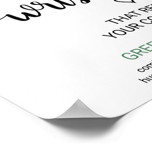 Simple Black Calligraphy Wedding Armband Sign Poster (Ecke)