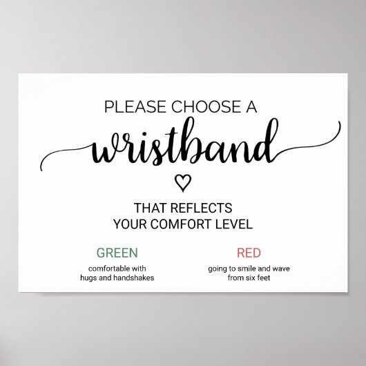 Simple Black Calligraphy Wedding Armband Sign Poster (Vorne)