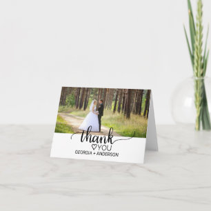 Simple Black Calligraphy Wedding Foto Vielen Dank Dankeskarte