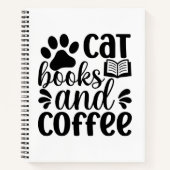 Simple Black "Cat Books and Coffee" Lover Gift Notizblock (Vorderseite)