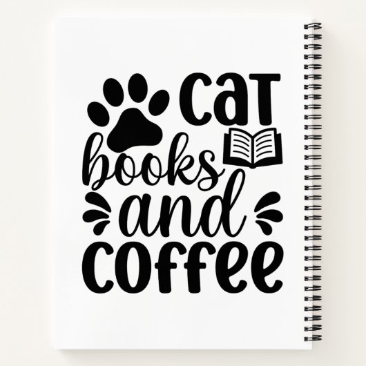 Simple Black "Cat Books and Coffee" Lover Gift Notizblock (Rückseite)
