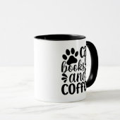 Simple Black "Cat Books and Coffee" Lover Gift Tasse (VorderseiteRechts)