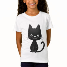 Simple Black Cat Illustration Cute Kawaii Cat
