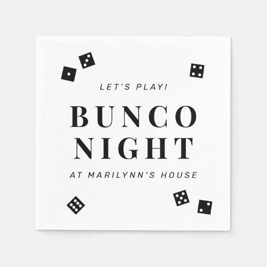 Simple Black Dice Bunco Night Personalisiert Napki Serviette (Vorderseite)
