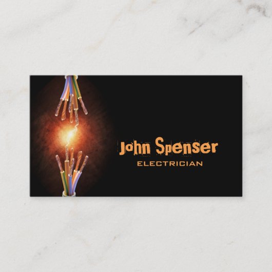 Simple Black Electrician Business Card Visitenkarte (Vorderseite)