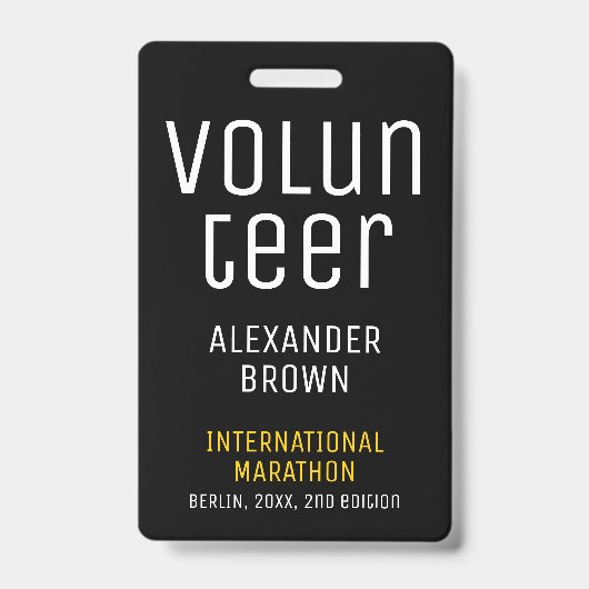 Simple Black Event Volunteer Scan QR Code Name ID Ausweis (Front)