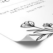 Simple Black Floral Wedding Guest Book Sign Poster (Ecke)