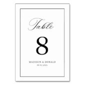 Simple black frame calligraphy table number tischnummer (Vorderseite)