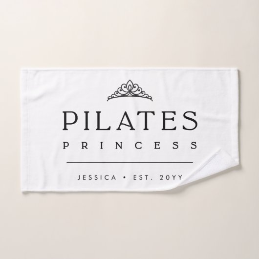 Simple Black Girly Personalized Pilates Princess Handtuch (Handtuch)