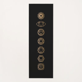 Simple Black Gold 7 Chakras Black Yogamatte