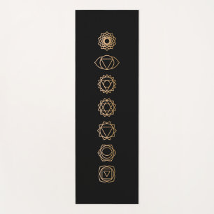 Simple Black Gold 7 Chakras Black Yogamatte