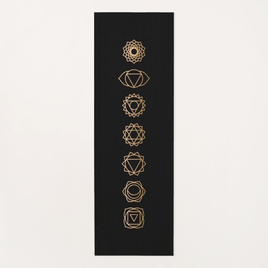 Simple Black Gold 7 Chakras Black Yogamatte (Vorderseite)