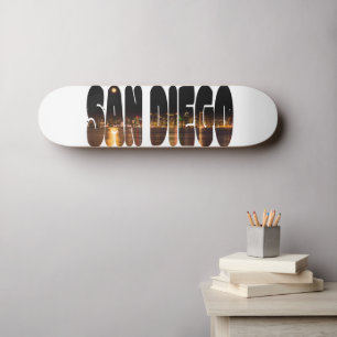 Simple Black Gold City Skyline San Diego Skateboard