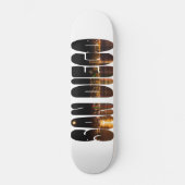 Simple Black Gold City Skyline San Diego Skateboard (Vorderseite)
