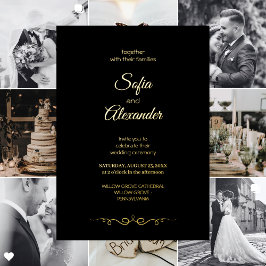 Simple Black & Gold Elegant Minimalist Wedding Folieneinladung