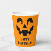 Simple Black Happy Halloween Pumpkin Face Orange Pappbecher (Vorderseite)
