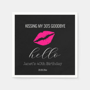 Simple Black Hello 40 Kissing 30 Auf Wiedersehen G Serviette