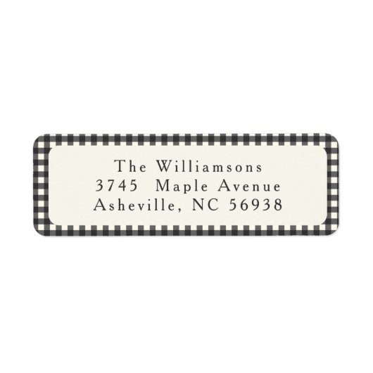 Simple Black Kariert Christmas Rücksendeadresse (Vorne)