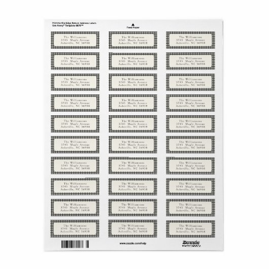 Simple Black Kariert Christmas Rücksendeadresse (Vorne)