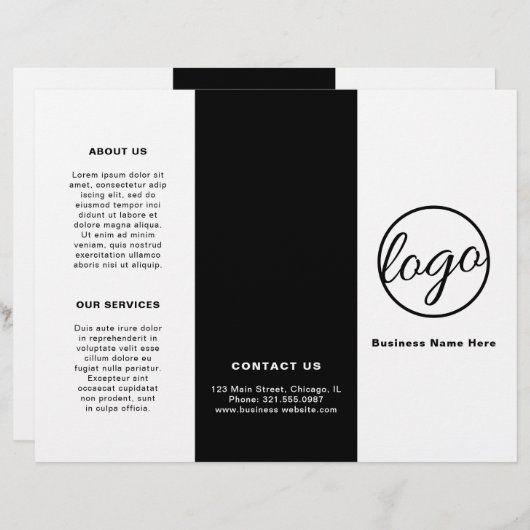 Simple Black Logo Modern Business Trifold Broschür (Vorne/Hinten)