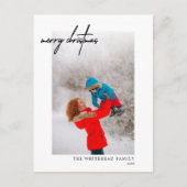 Simple Black Merry Christmas Foto White Postkarte (Vorderseite)